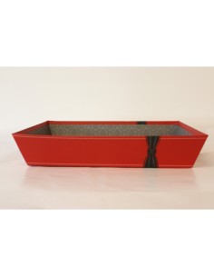 Corbeille carton rectangle rouge/noeud noir