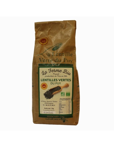 Lentilles vertes du Velay Bio 1kg