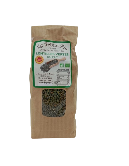 Lentilles vertes du Velay Bio 500gr