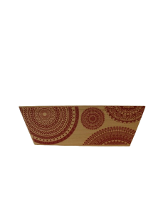Corbeille bois rectangle nature/rouge mandala