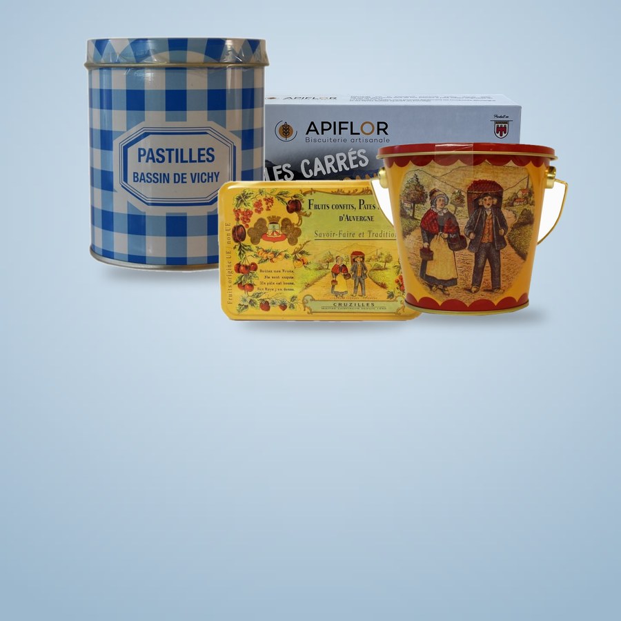 Pastilles de Vichy, pâtes de fruits et carrés du Cantal