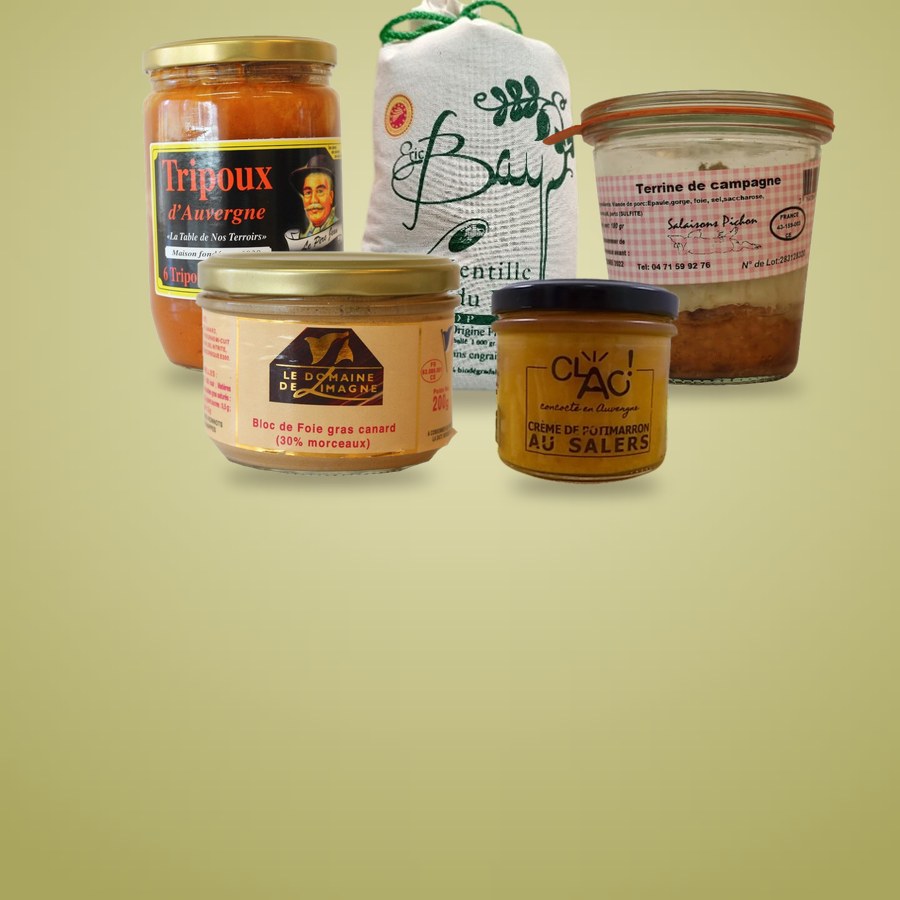 Tripoux, terrines, foie gras, tartinables et lentilles vertes du Puy